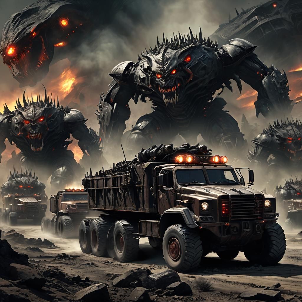 Apocalyptic Monster Truck Battle in Wasteland