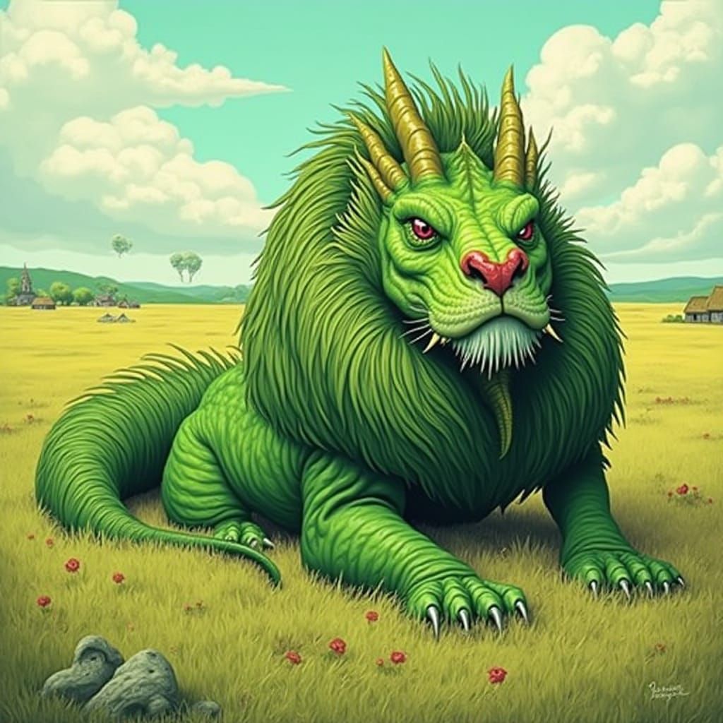 Dragons Attack Medieval Town in Fantasy Art Style