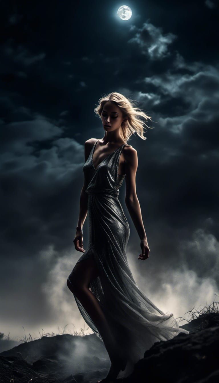 Moonlit Beauty in Silver Chrome