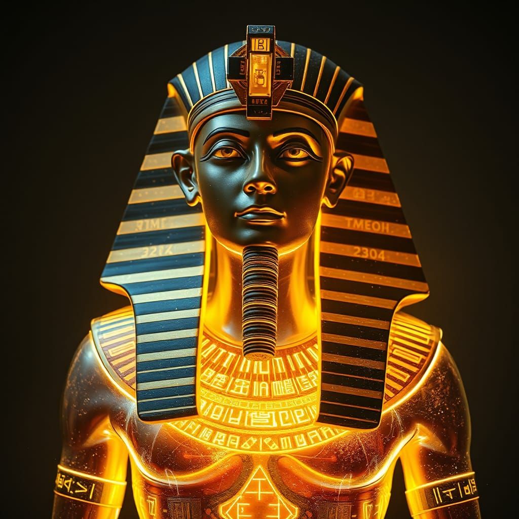 Egyptian Pharaoh Etched in Prismatic Light