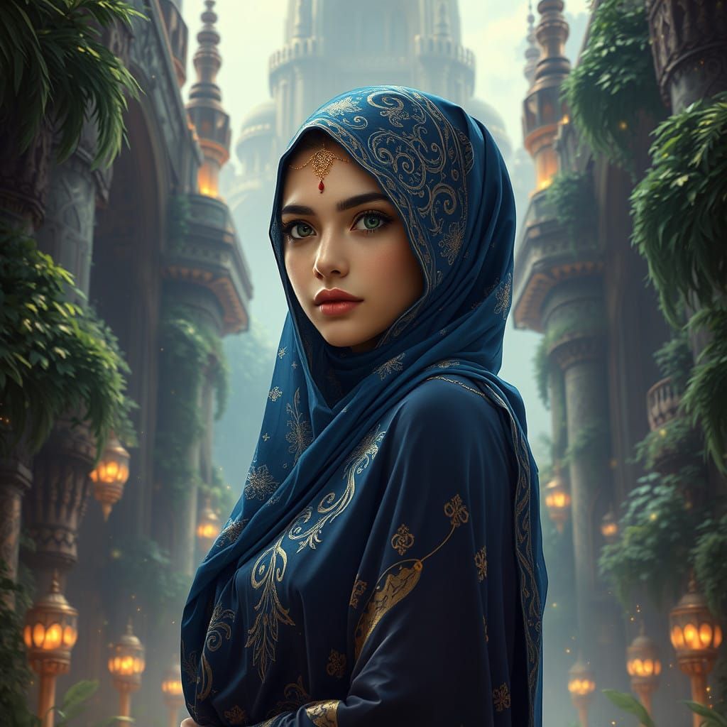 Woman in Majestic Fantasy Hijab