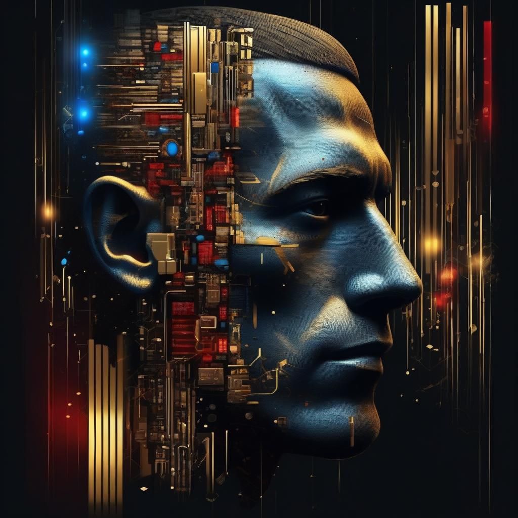 Technological Face in a Dark Futuristic Style
