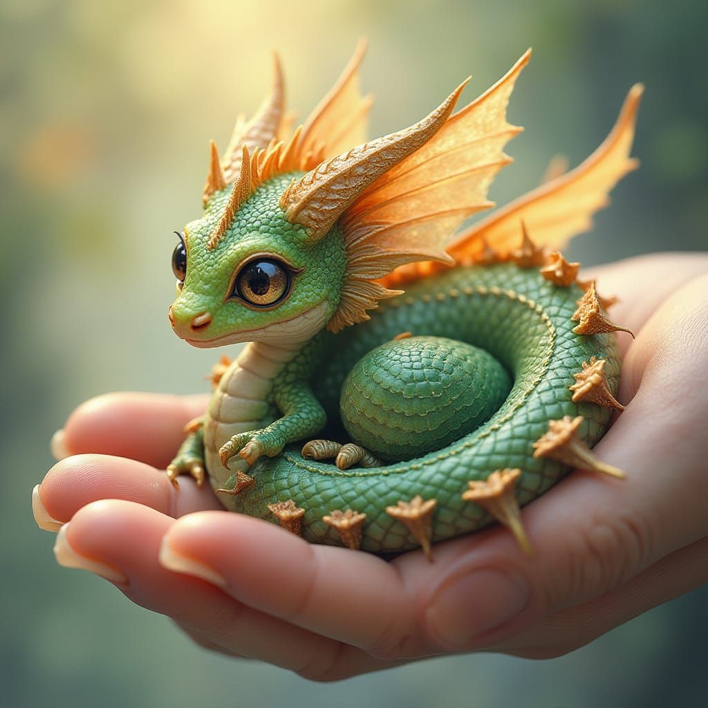 Ethereal Dragon in the Palm of a Hand