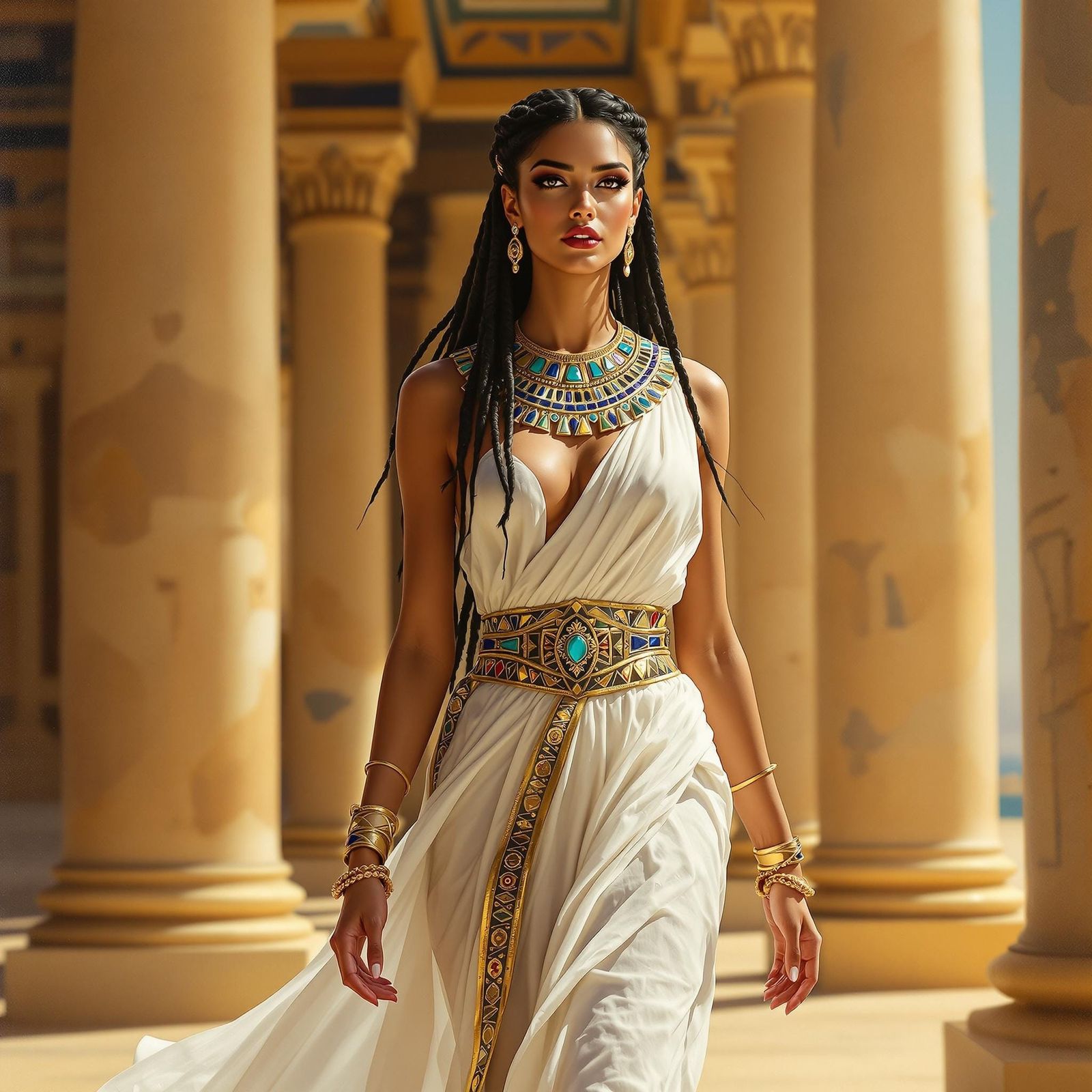 Elegant Ancient Egyptian Noblewoman in Golden Glow