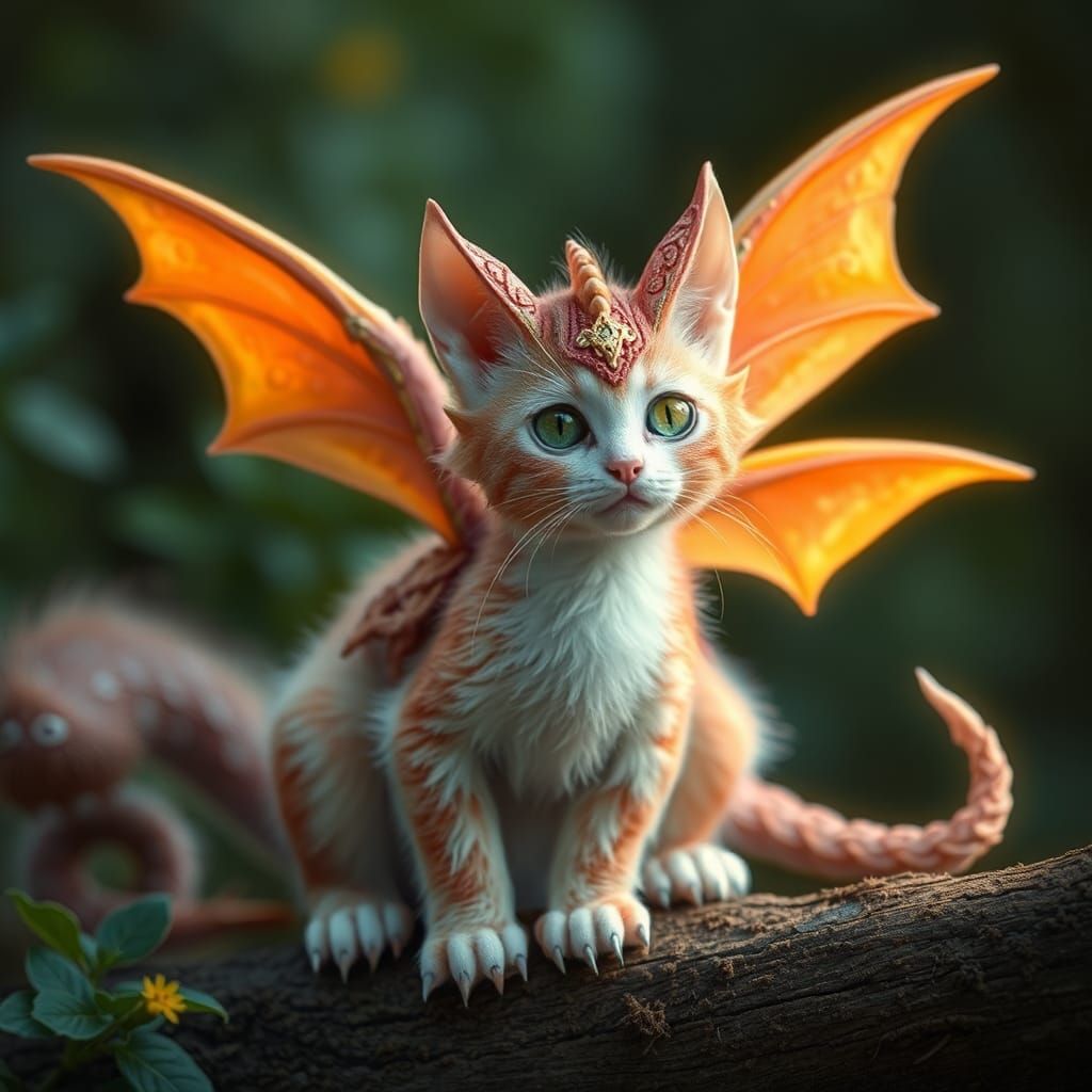 Enchanting Fairy Dragon Cat Creature