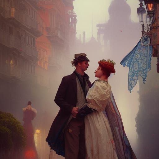 Romanic lovers in vintage age