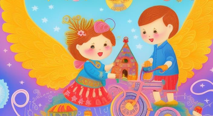 Cute Angel in Storybook Illustration Style