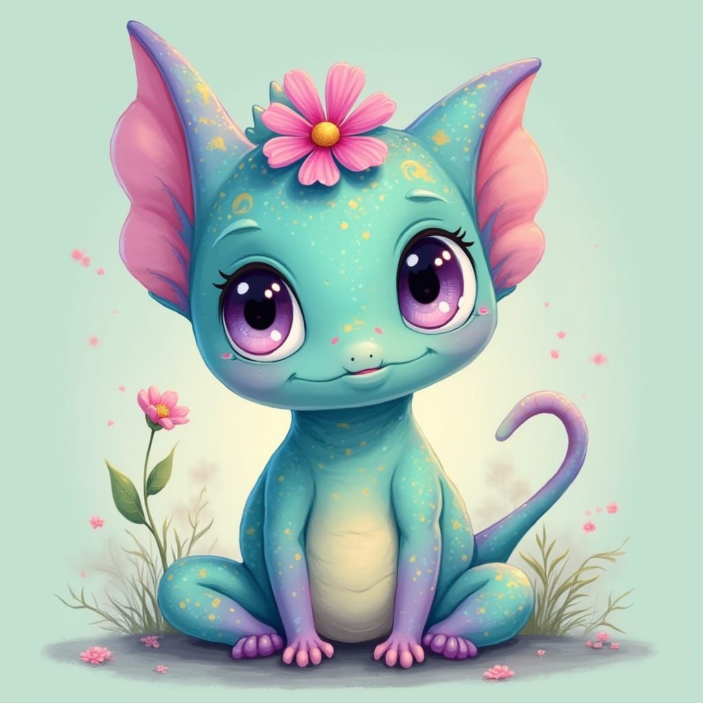 Color-Changing Chameleon Girl in Whimsical Cartoon Style