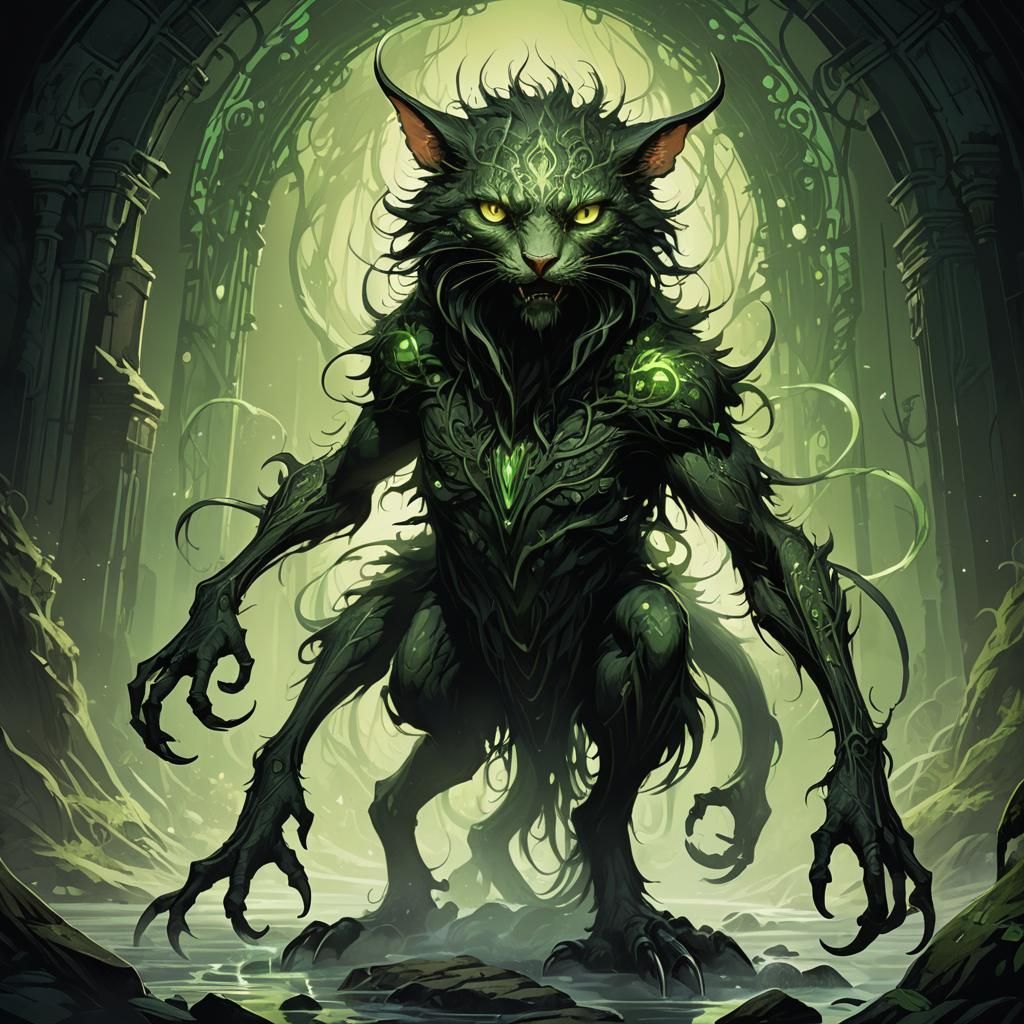 Ethereal Creature Emerging from Shadows: Dark Fantasy Art