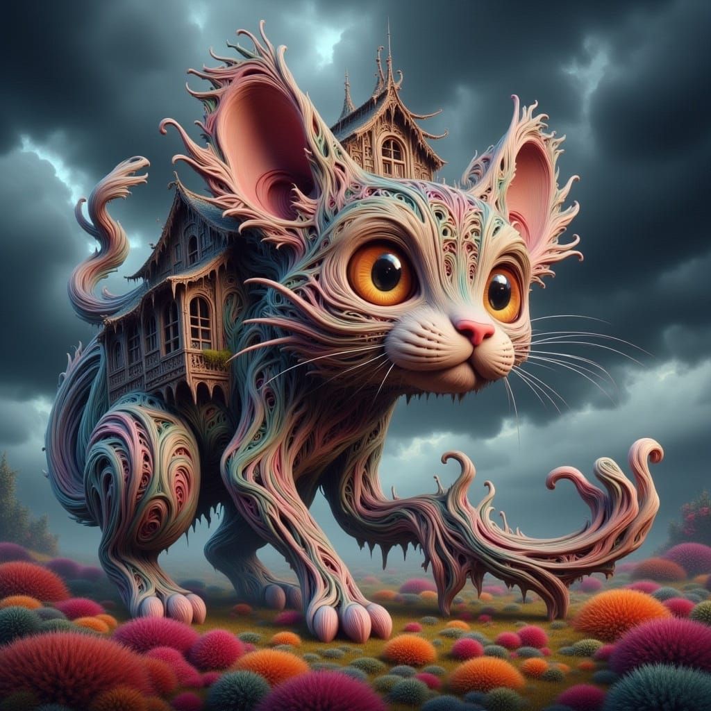 Cat in Wonky Town: A Cartoonish Vision