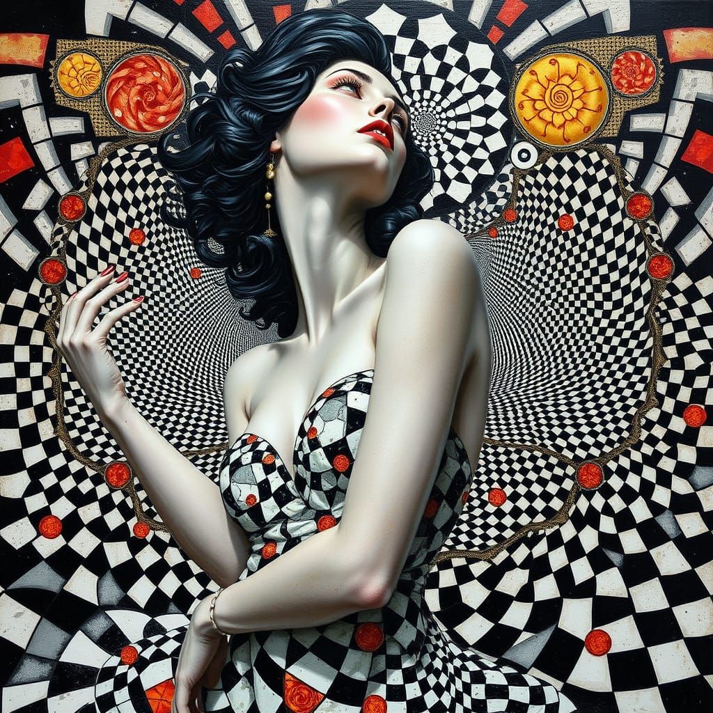 Surreal Woman Portrait in Mixed Media Collage