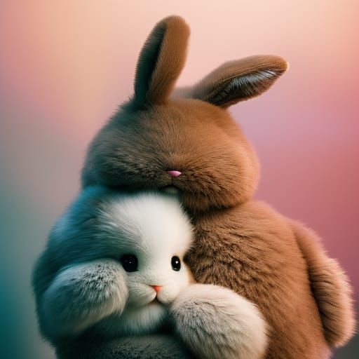 Loving Hands Holding Fluffy Bunny: Renaissance Digital Art