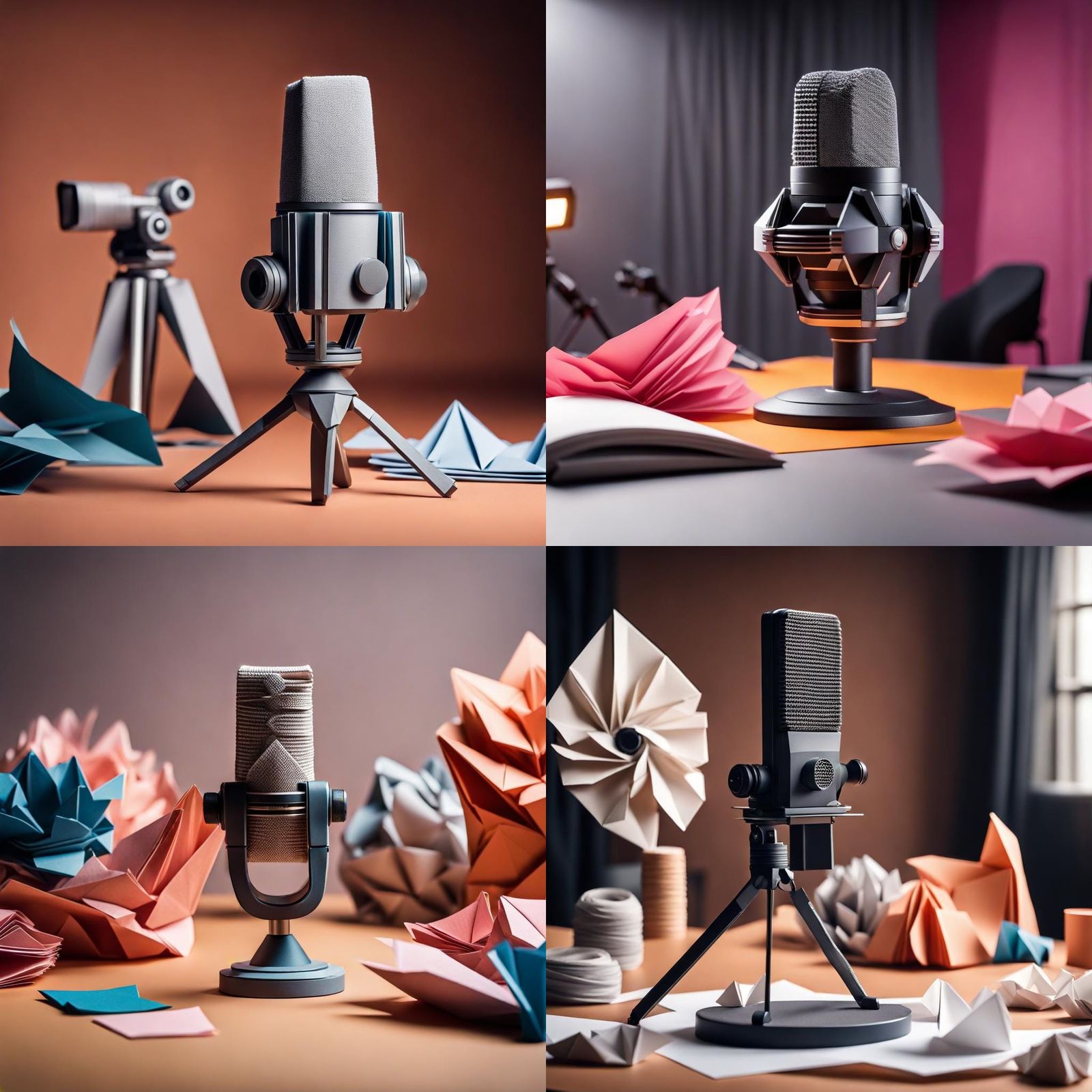 Professional Media Studio with Origami Papercraft in 8K