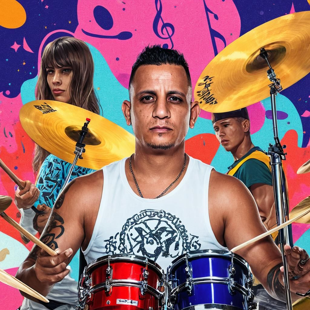 Rock Star Portrait with Musical Notes in Splash Art