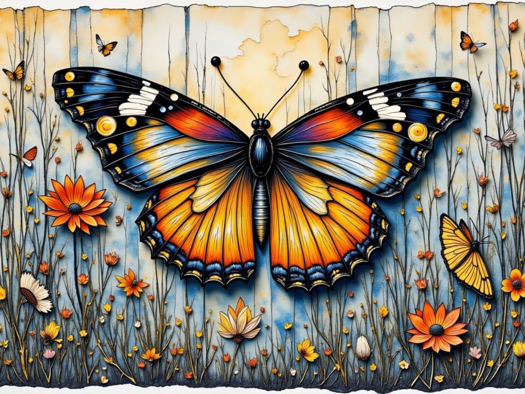3D Butterfly Emerging from 2D Landscape