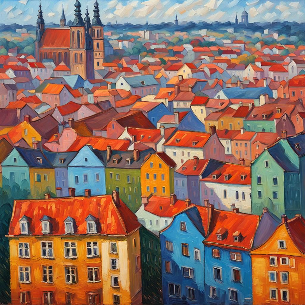 Plzen Czechia Buildings in Neo-Impressionist Style