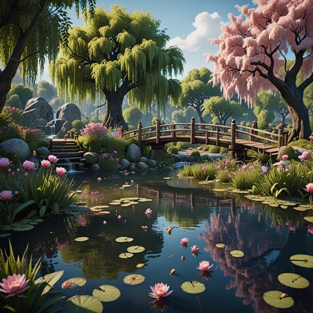 Enchanted Water Oasis in Fantastical Style