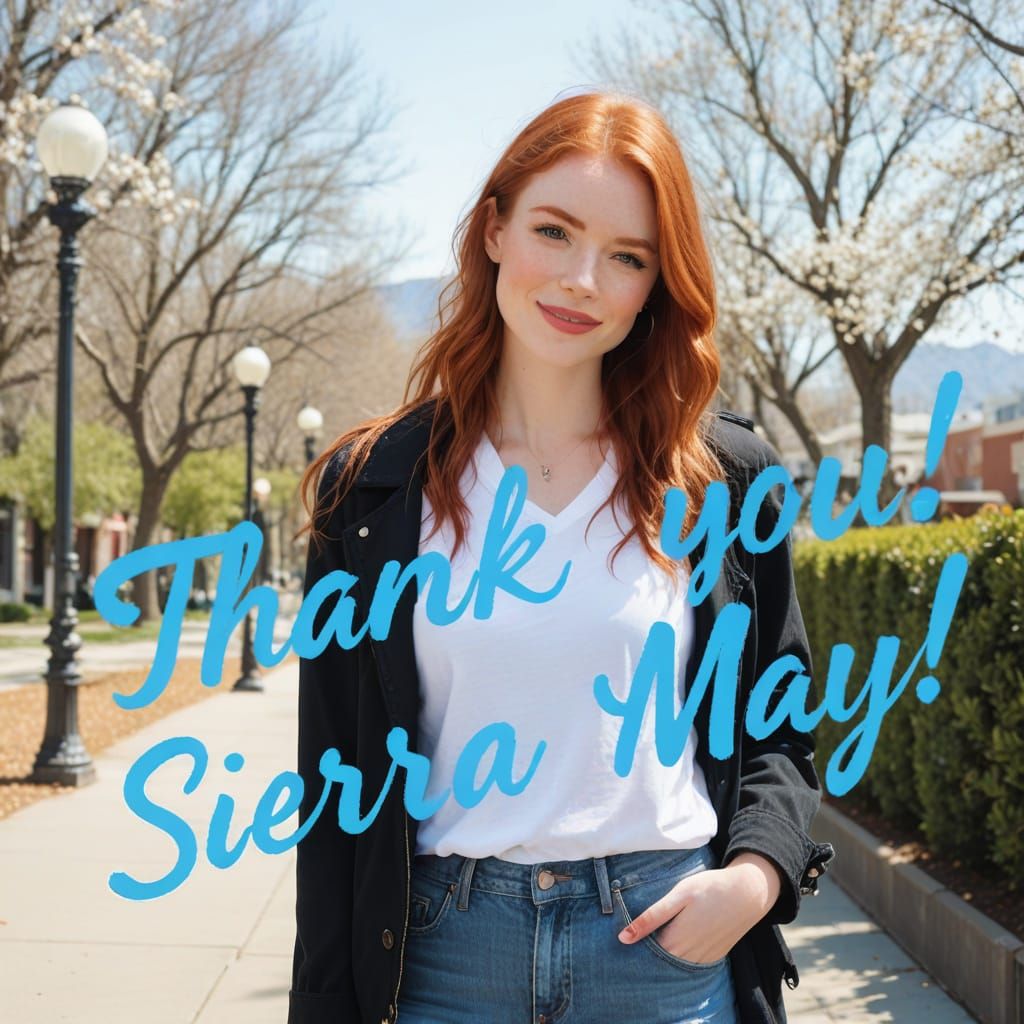 Glowing Hazel Eyed Young Red Haired Woman in Sunny Day Scene