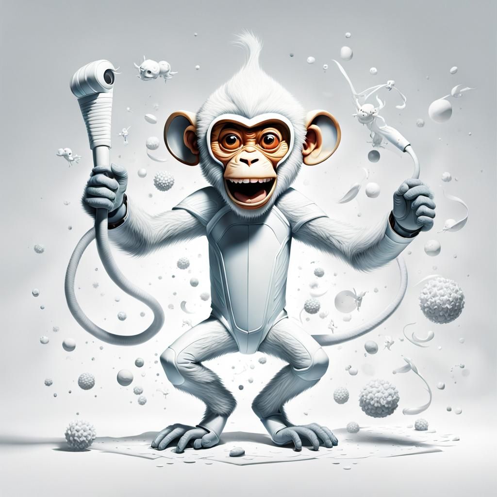 Funny Elastic Space Monkey Cartoon