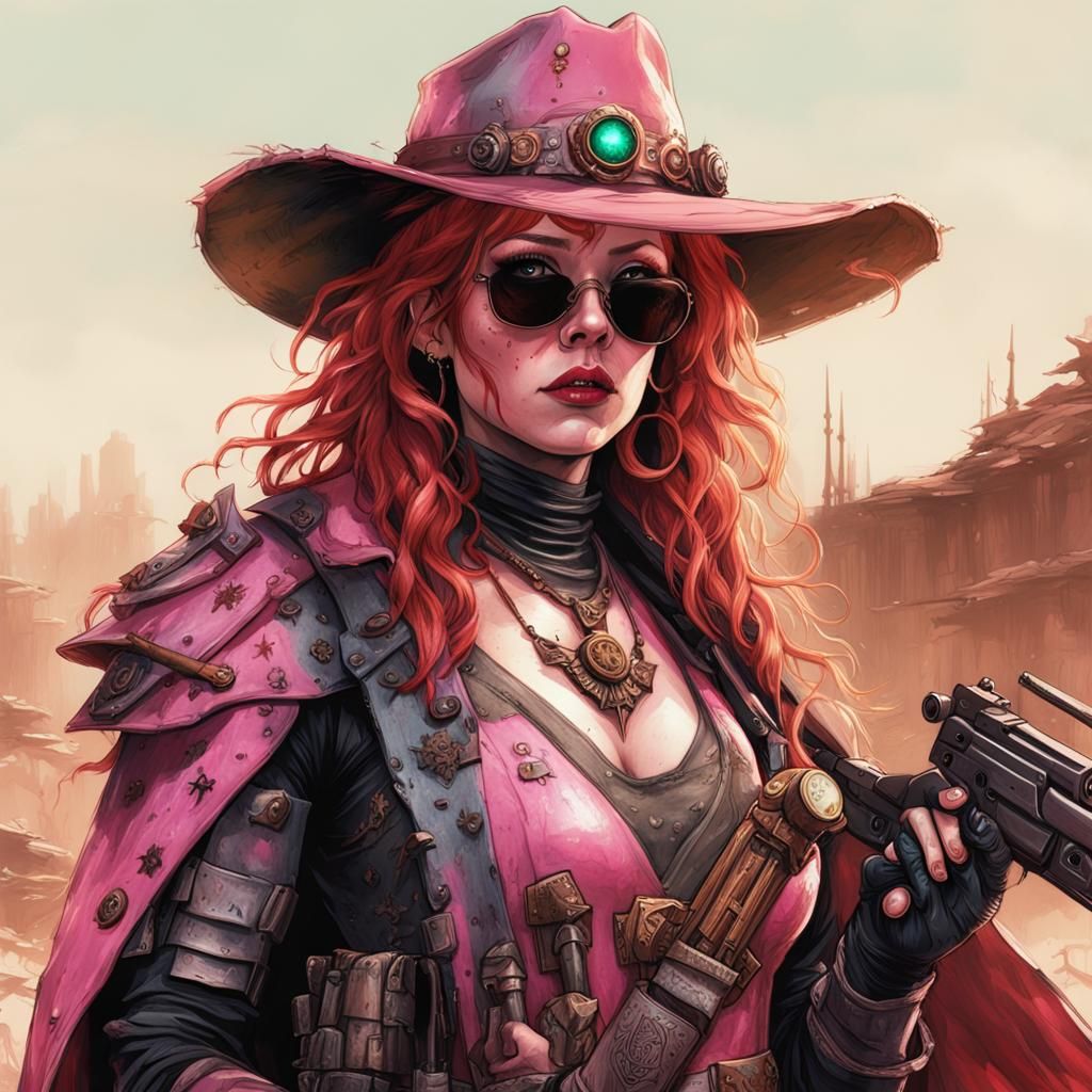 Post-Apocalyptic Gunslinger Paladin in Warhammer 40k Style