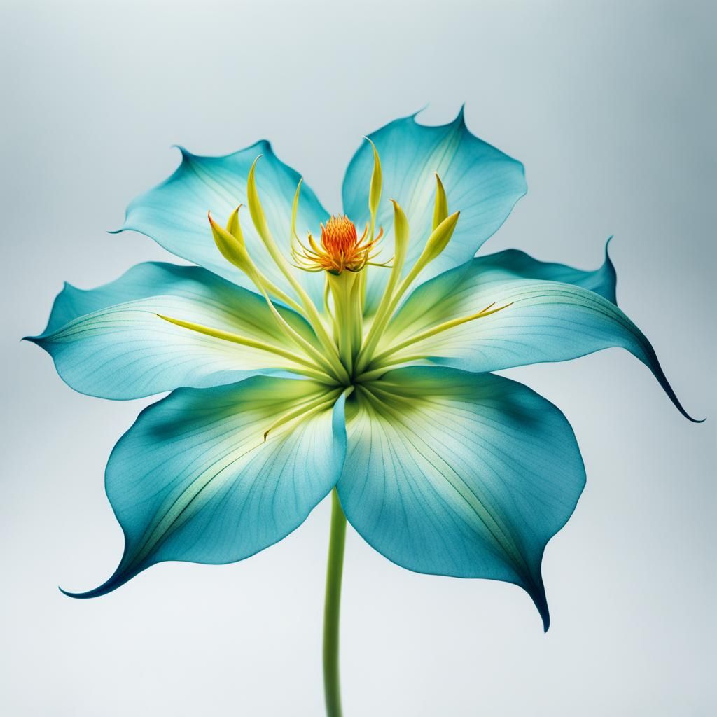 Extraterrestrial Killer Flower in Cyanotype Style