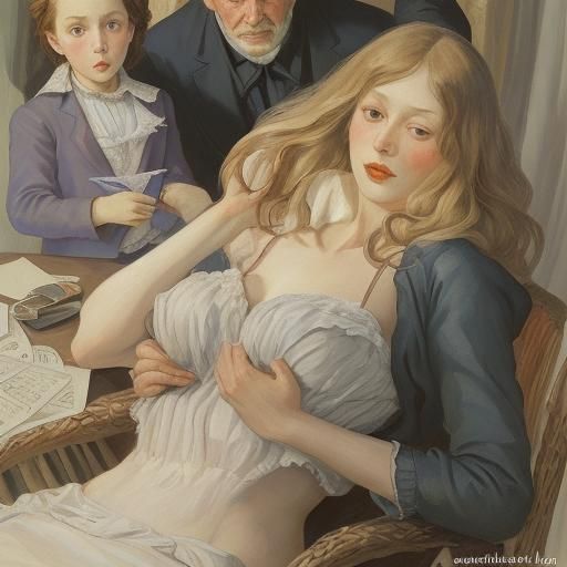 Figures Fleeing Bank in Classic Portrait Style