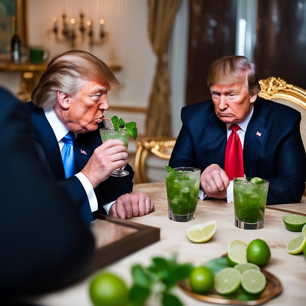 Vladimir Putin and Donald Trump Drinking Mojitos