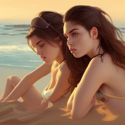 Beach Portrait in Hyperdetailed Concept Art Style