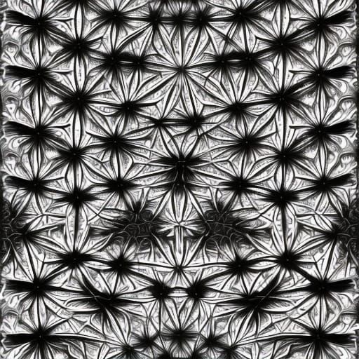 Detailed Black and White Psychedelic Fractal Art