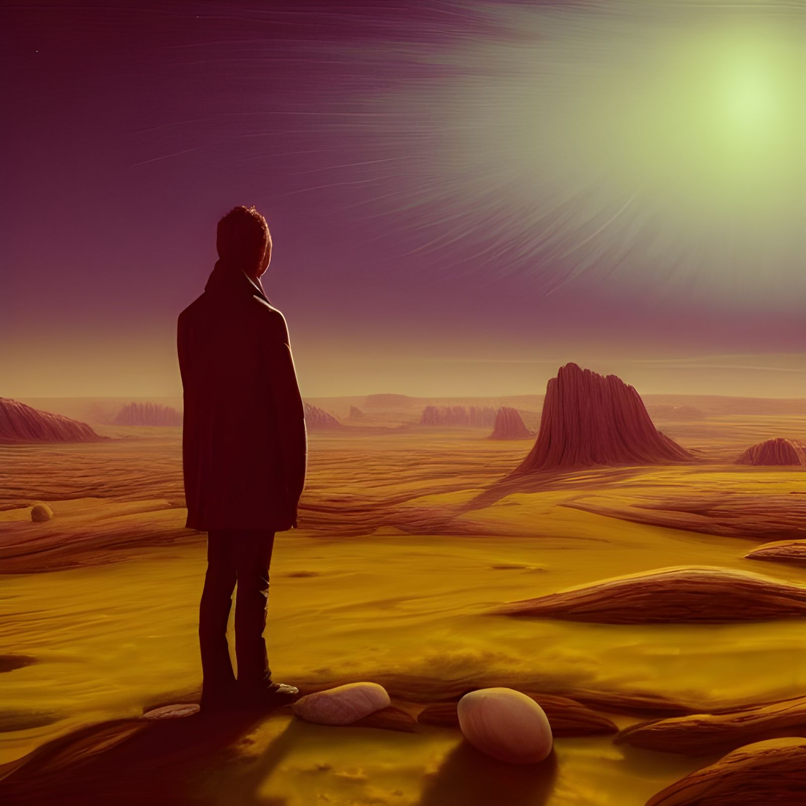 Existential Questioning in Alien Landscape: Hyperrealistic A...