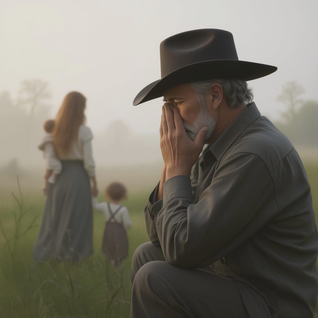 Elderly Man in Stetson Hat, Lost in Thought