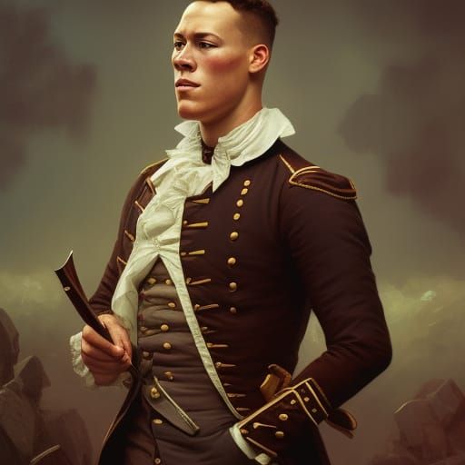 Aaron Judge in Colonial Portrait, Detailed Concept Art