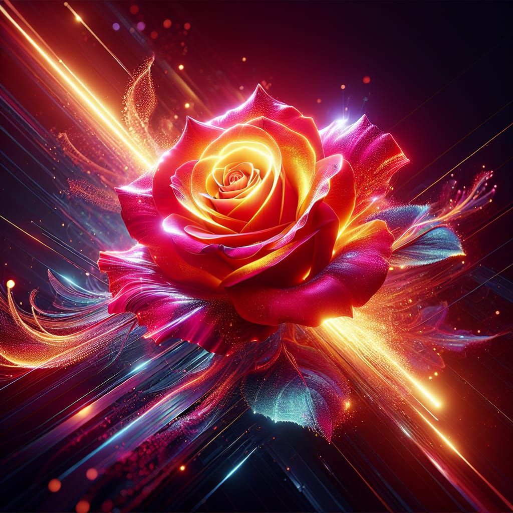 Glowing Rose Macro Shot in Hyperrealistic Detail