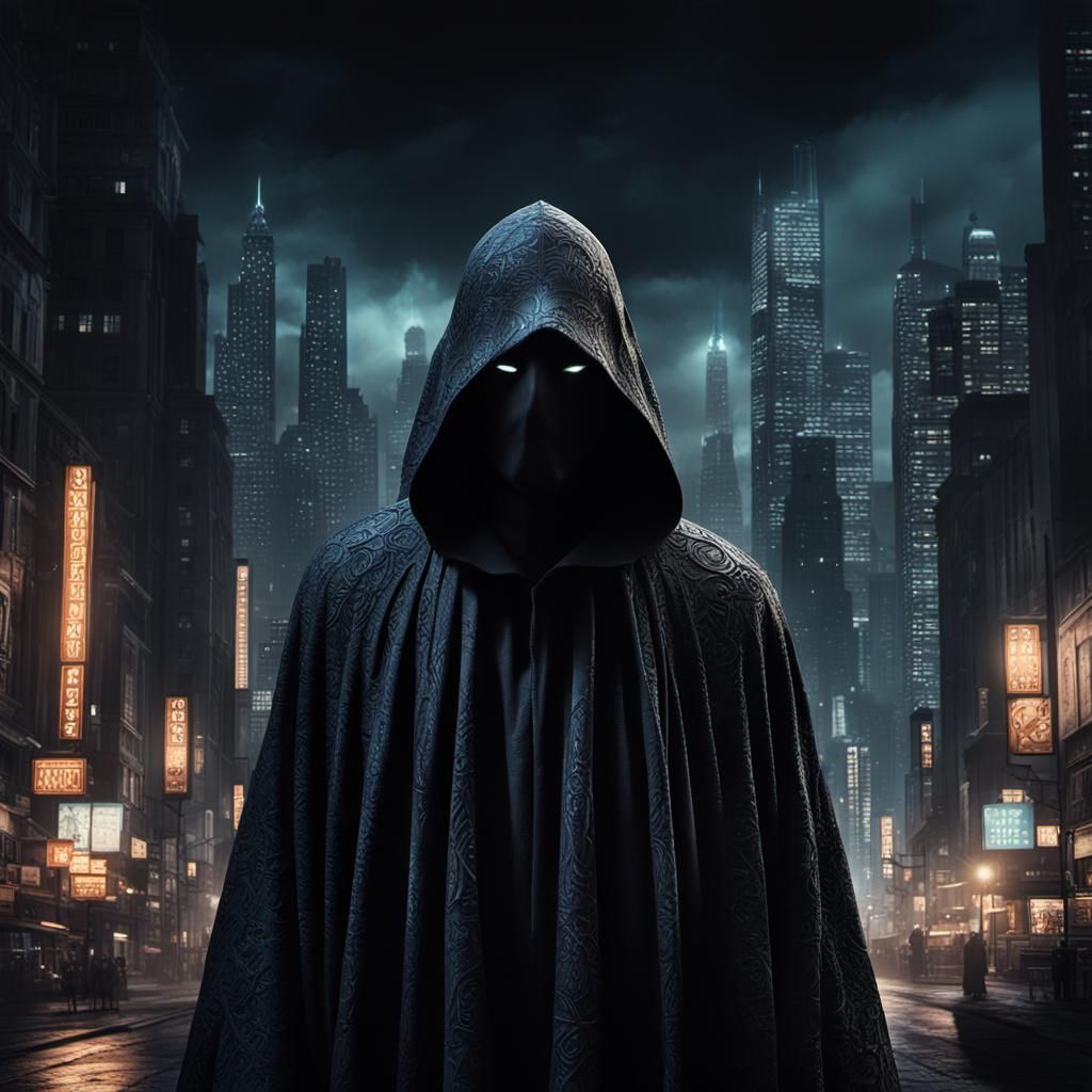 Mysterious Figure in Dark City: Hyperdetailed Concept Art