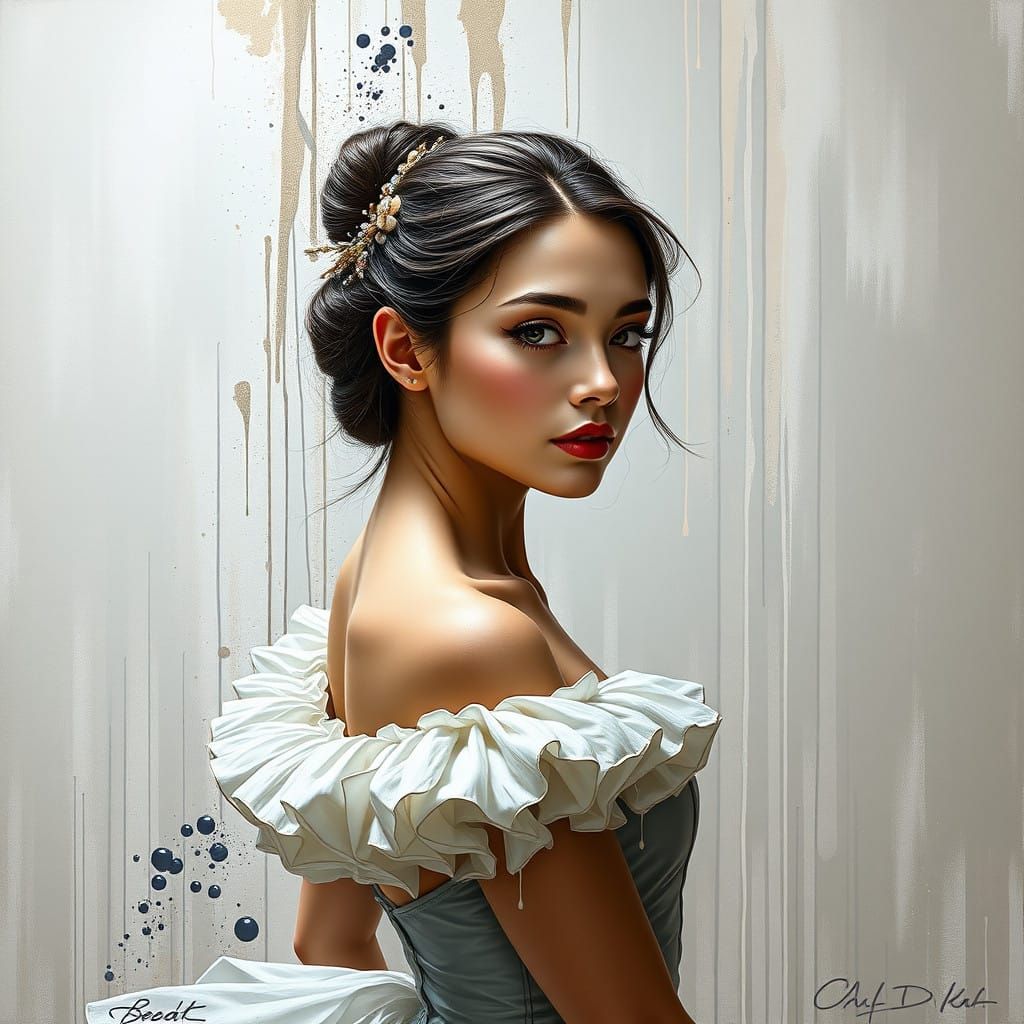 Ballerina Portrait with Sci-Fi Splash Art