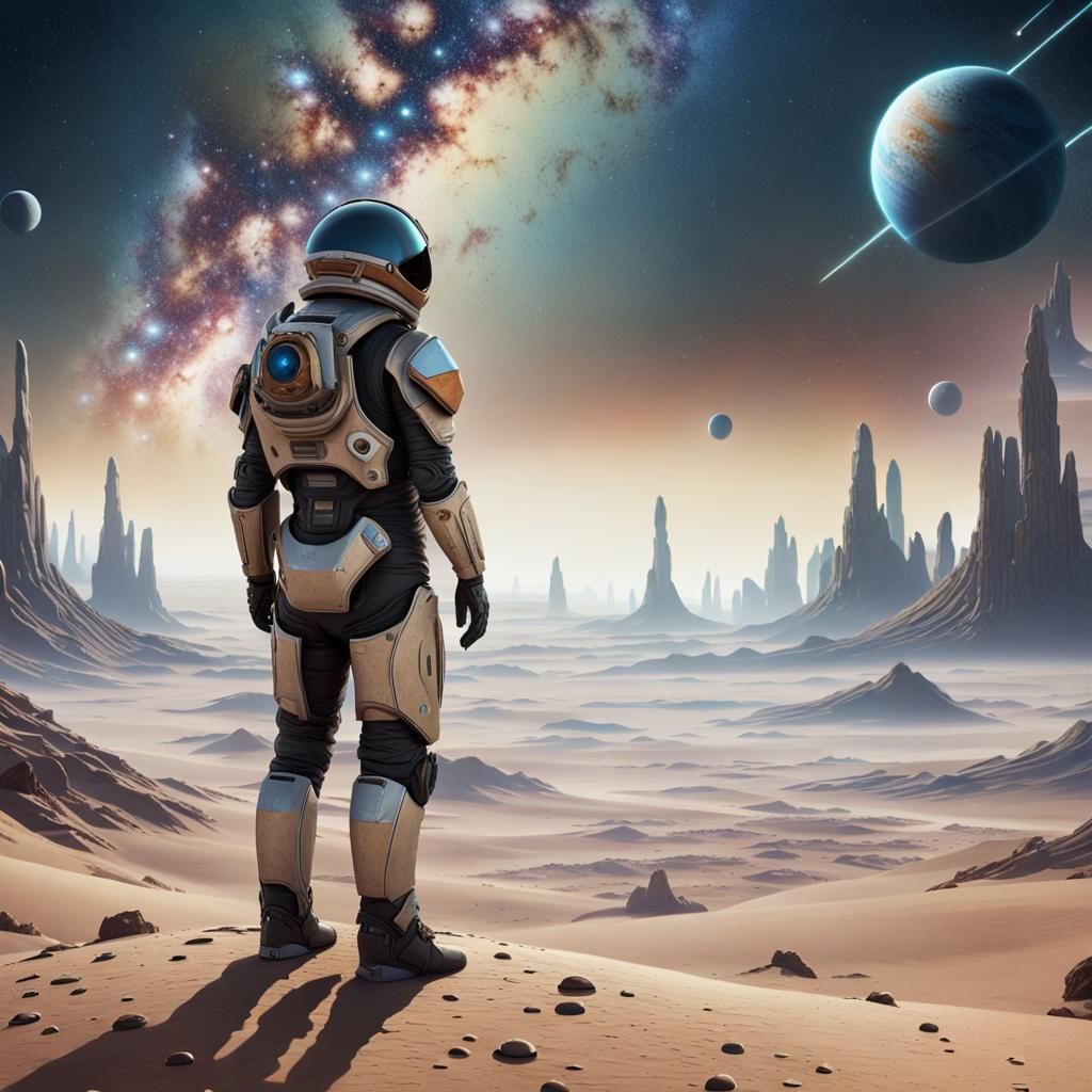 Lone Space Traveler on Alien Planet in 4K