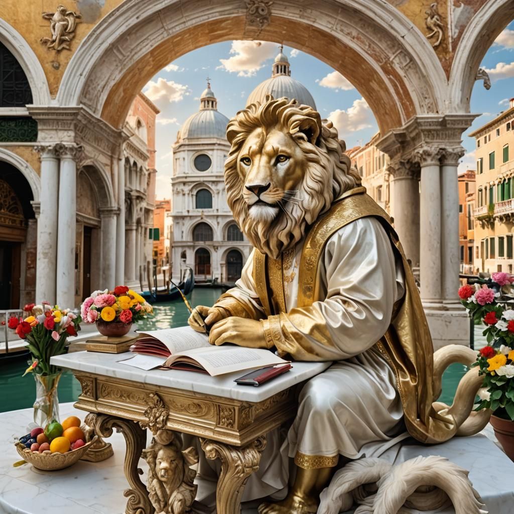 Saint Mark in Venice with Lion, Hyperreal Detail
