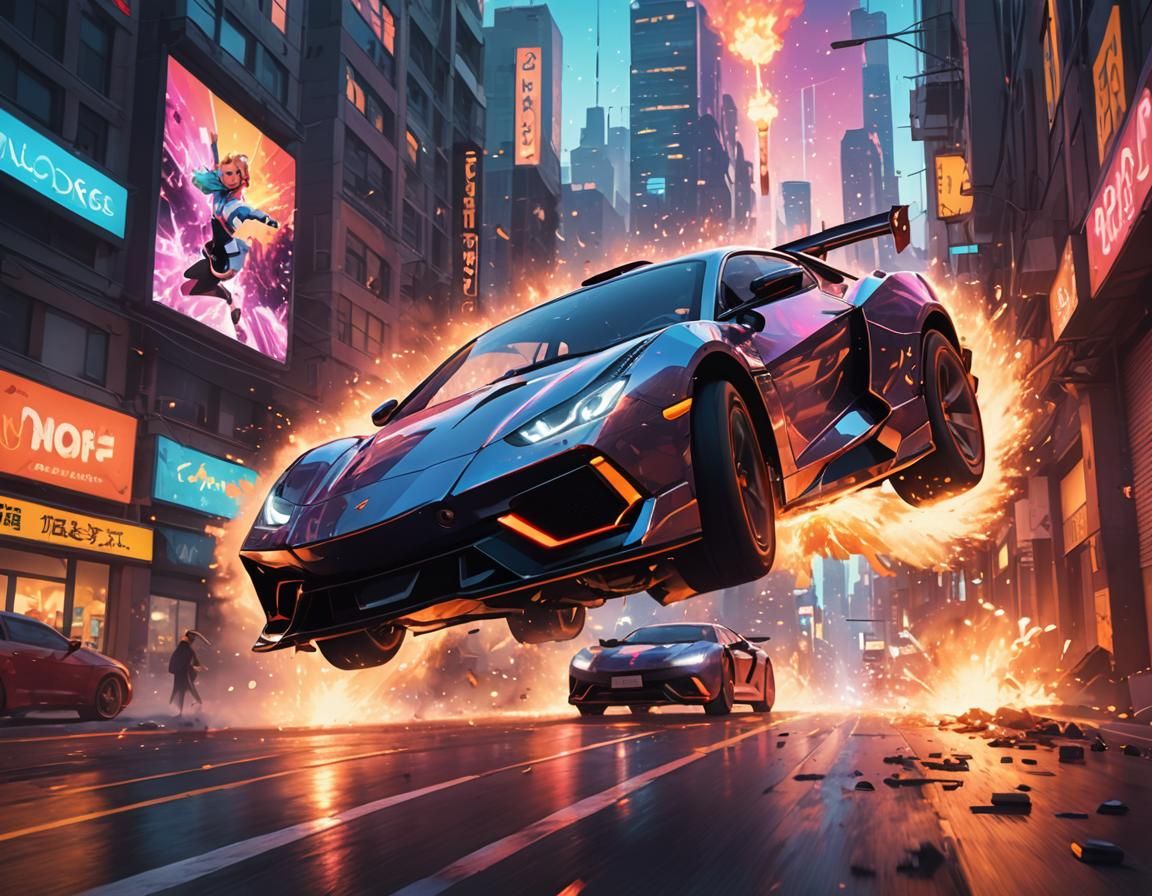 Magical Supercar Escape: 3D Anime Concept Art