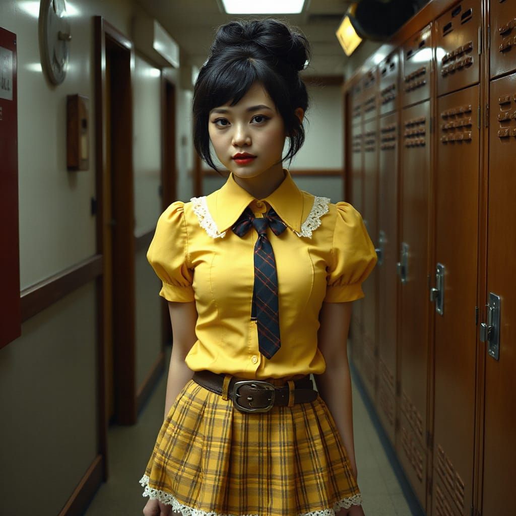 Steampunk Schoolgirl with Mech Details, in Syd Mead Style