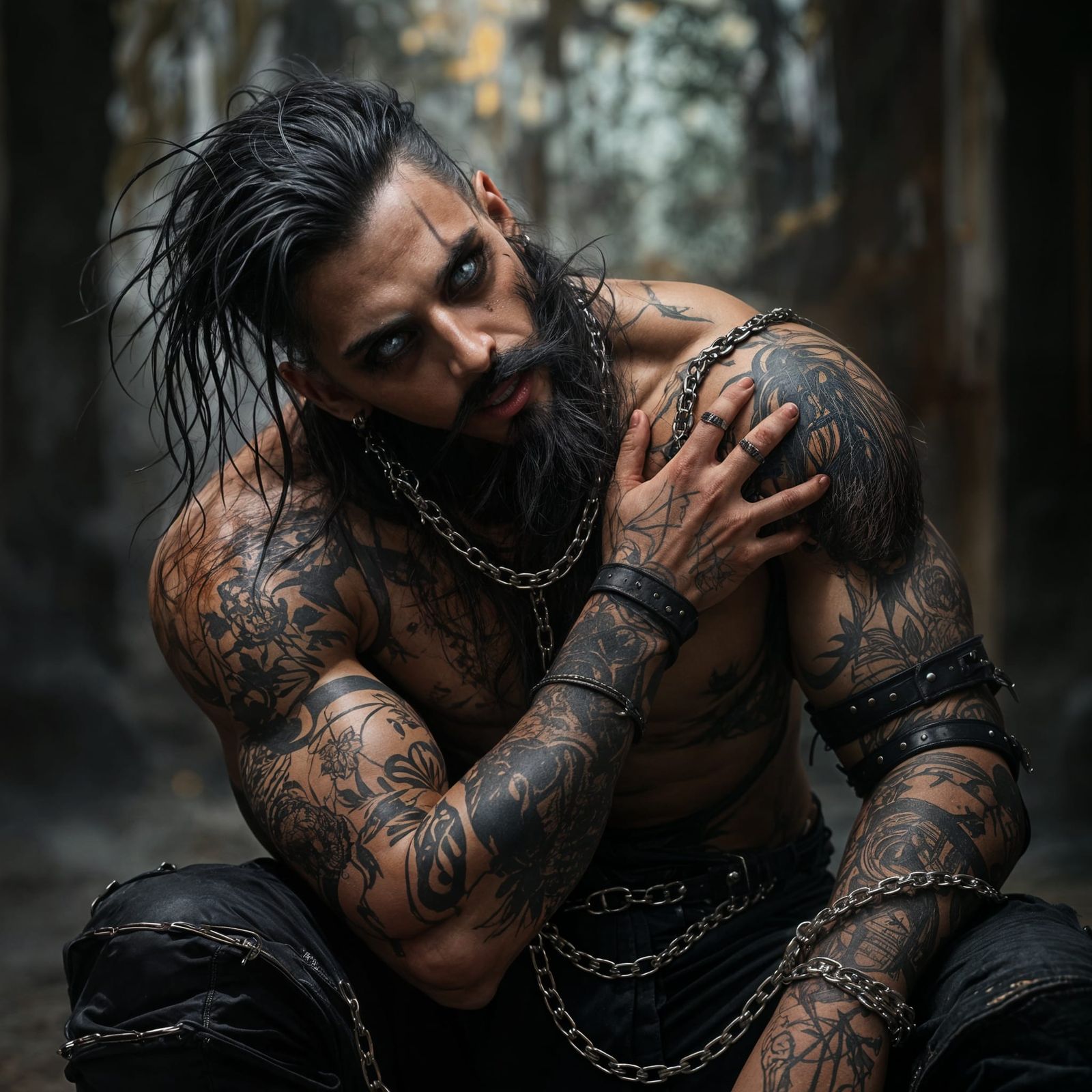 Fantasy Character with Tattoos and Piercings