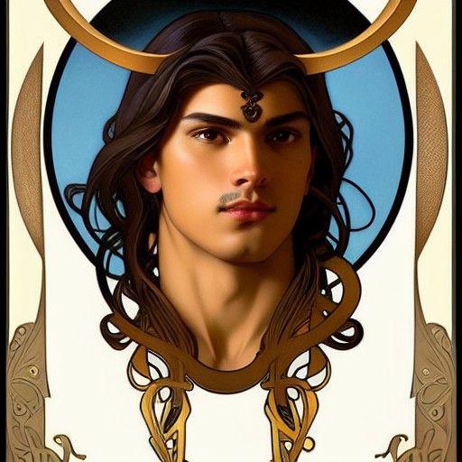 Latino Viking Portrait in Art Nouveau Style