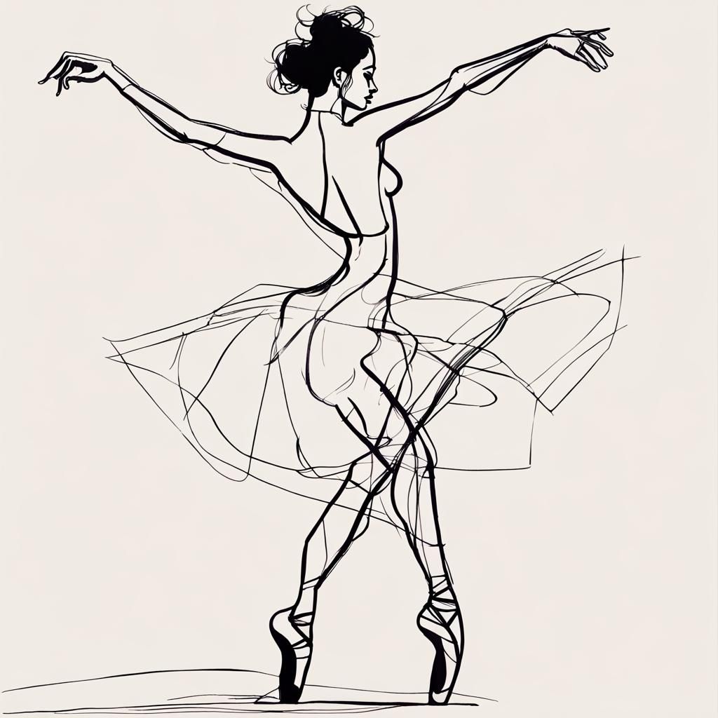 Abstract Female Dancer in Expressionist Line Art