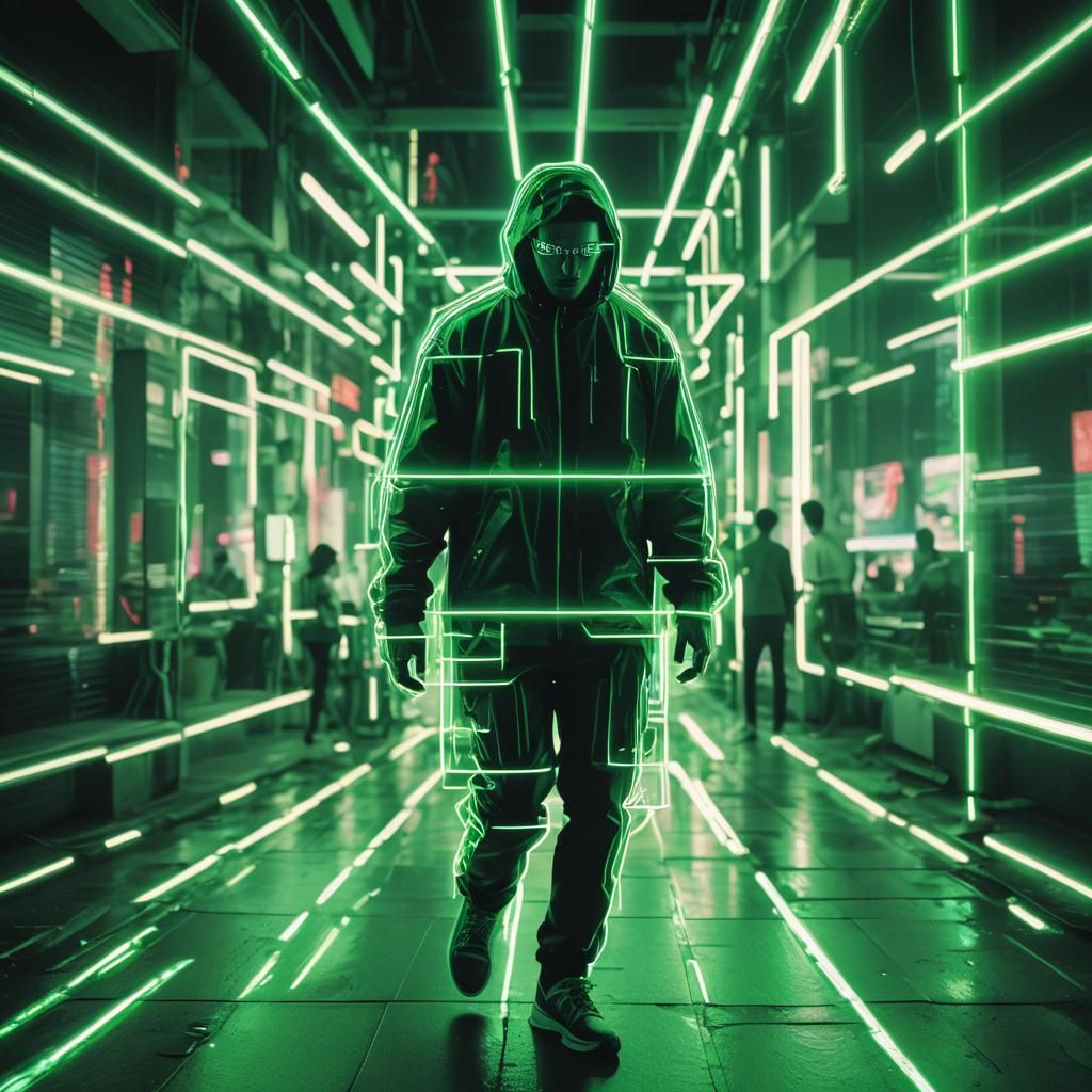 An artistically captured image of a figure in Glitch Art...