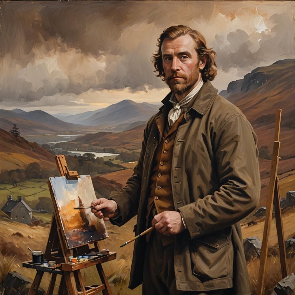 Rob Roy as Painter in Oil Portrait with Sfumato