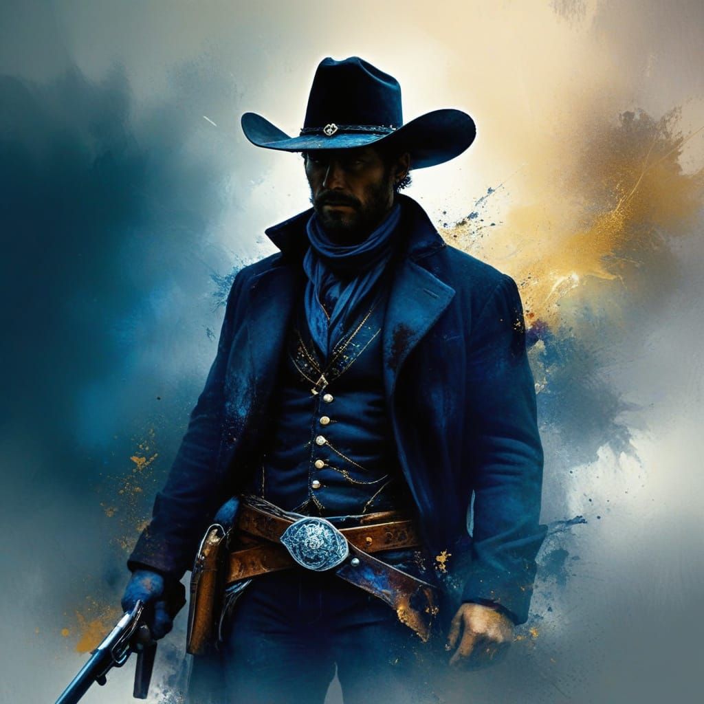 Grunge Cowboy Portrait in Autumn Splendor