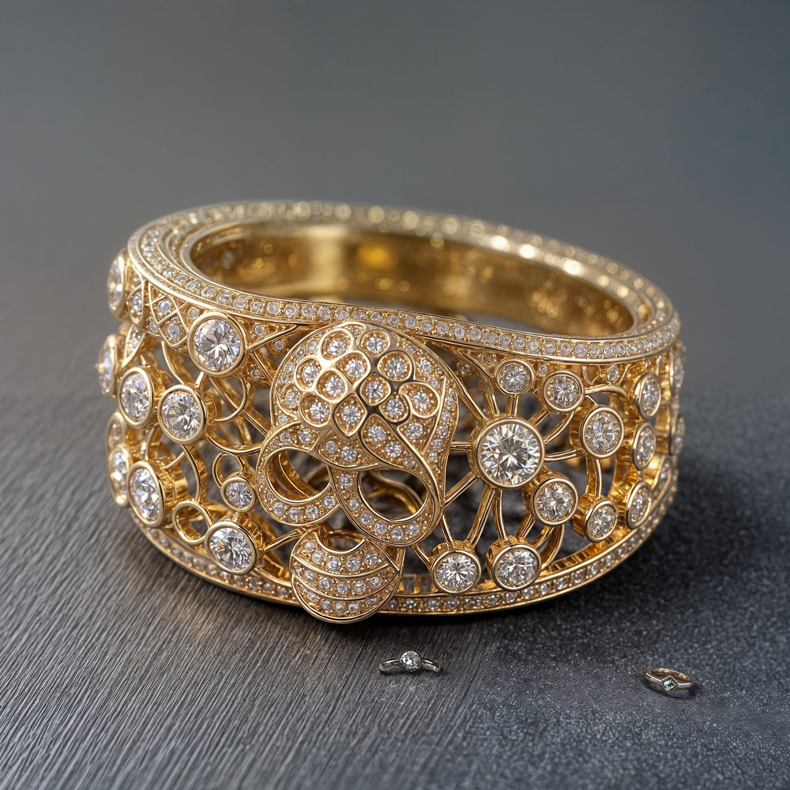 Gold and Bold DNA HOF Ring with Diamond Accents