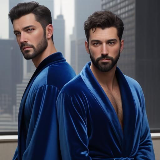 Handsome Men in Velvet Robes, as Impasto Painting