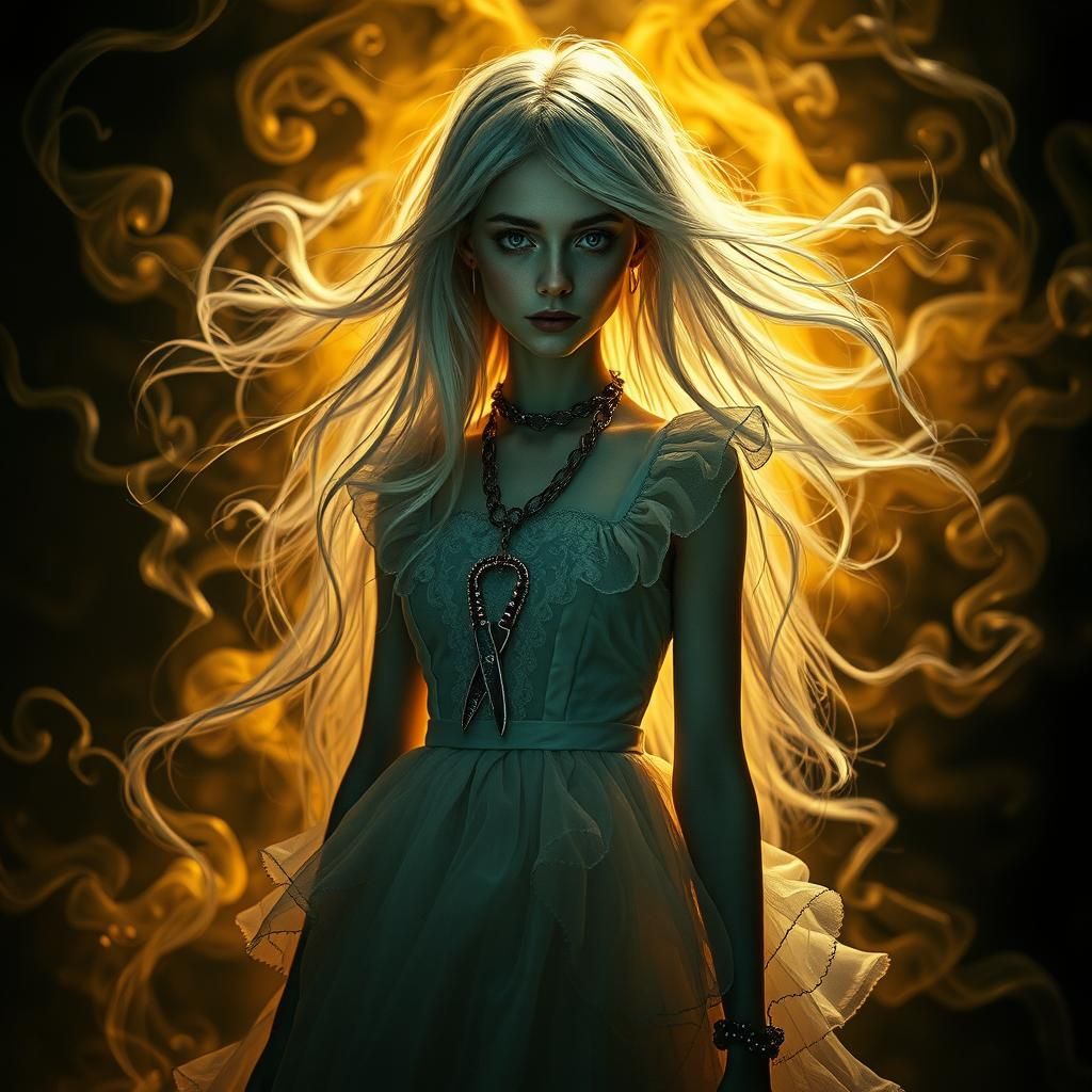 ghost portrait style close up extremely tall and slinder ali...