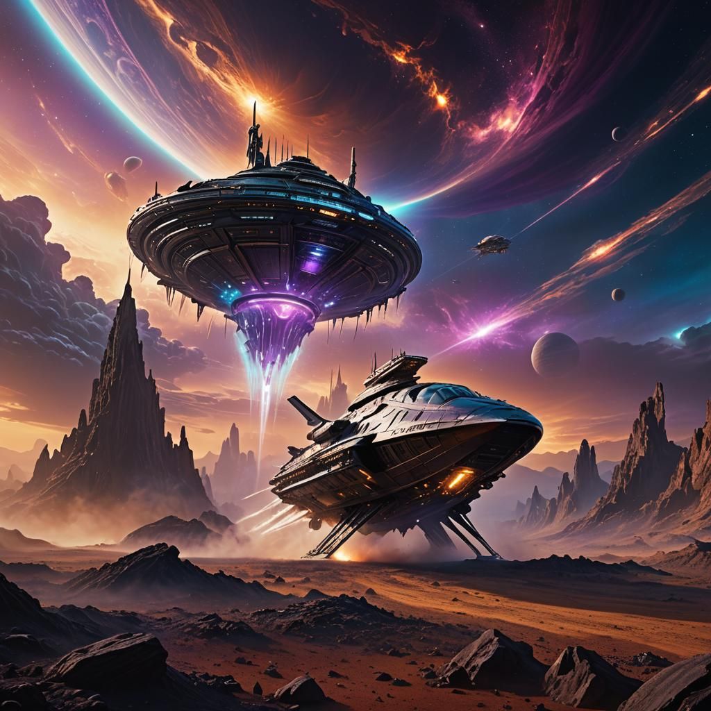 Heroic Spaceship Landing on Ethereal Alien Planet