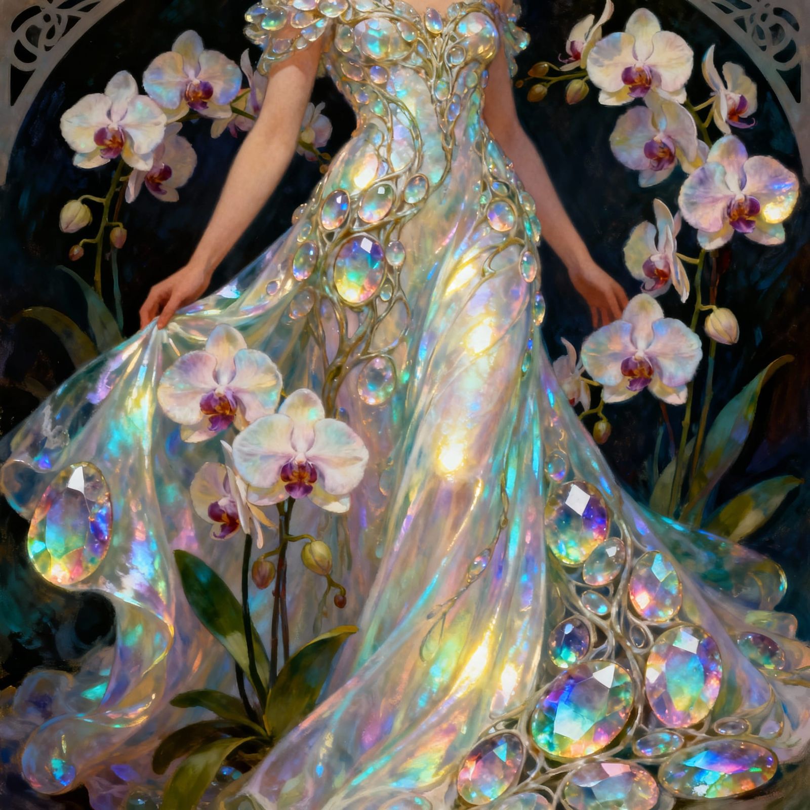 Opal and Orchid Gown: Ethereal Beauty